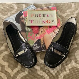 “Calvin Klein, “Libra Glove” black loafers; size 8